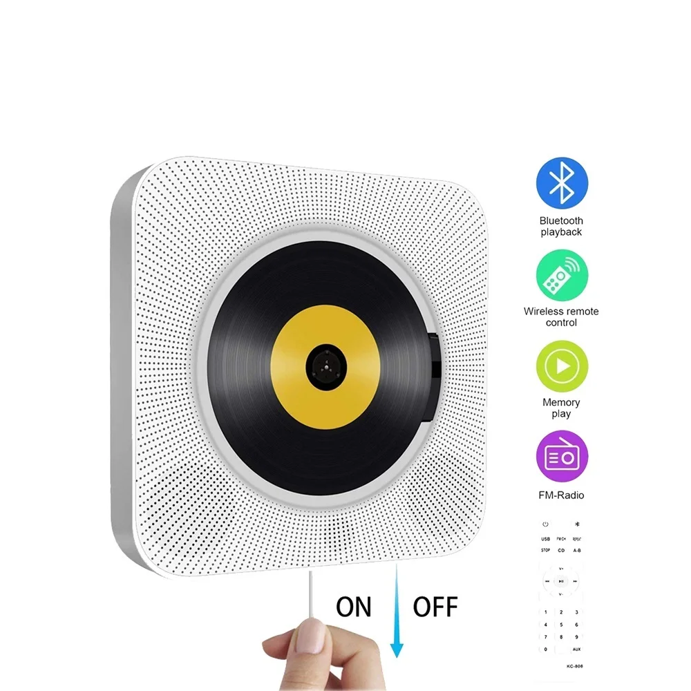 

Настенный CD-плеер с объемным звуком, FM-радио, Bluetooth-совместимый музыкальный mp3-плеер, стерео динамик с дистанционным управлением