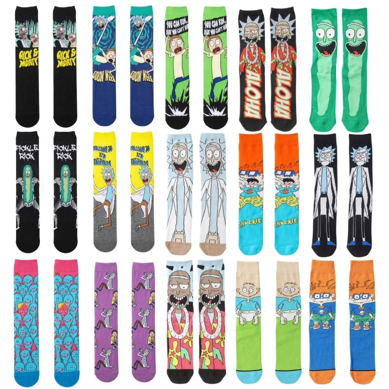 

Kawaii Anime Rick And Morti Socks Cartoon Knitted Cotton Socks Pure Cotton Men and women Trend Tube Socks Direct selling gift