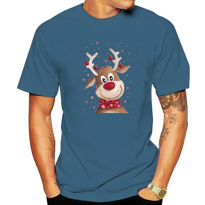 

Women Cartoon Deer Print T Shirt 90s Girls Merry Christmas Kawaii Print Lady T-shirts Top T-shirt New Year Female Tee T Shirts