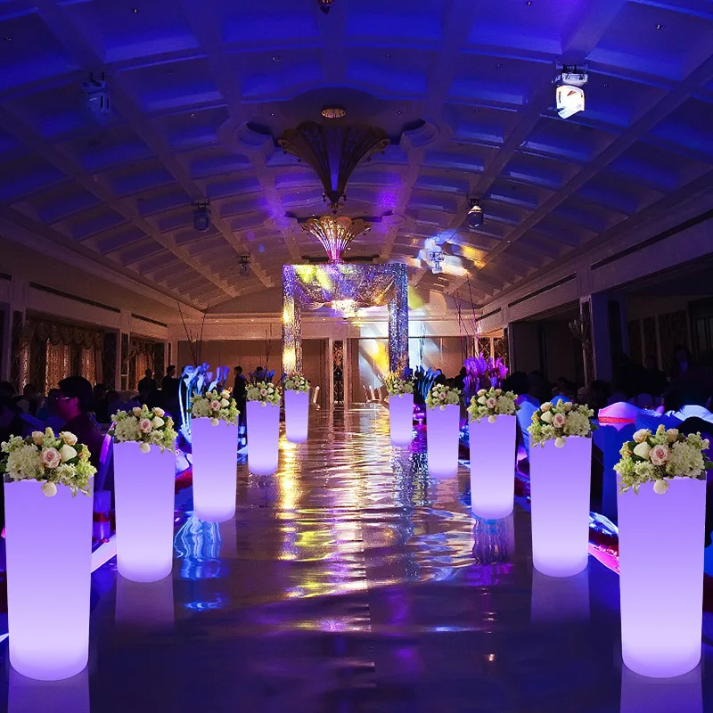 REAQ Glowing Flower Tub Wedding Decor Luminous Flowerpot Free-Standing Floor Flower Basket For Hotel Garden Villa Decoration