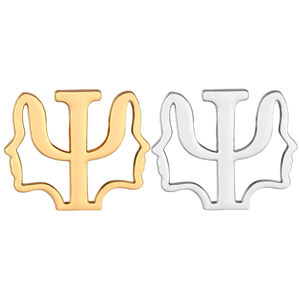 

2 Pcs Decorative Brooches Metal Cap Decorations Psi Symbol Collar Pin Woman Gift Alloy Clothes