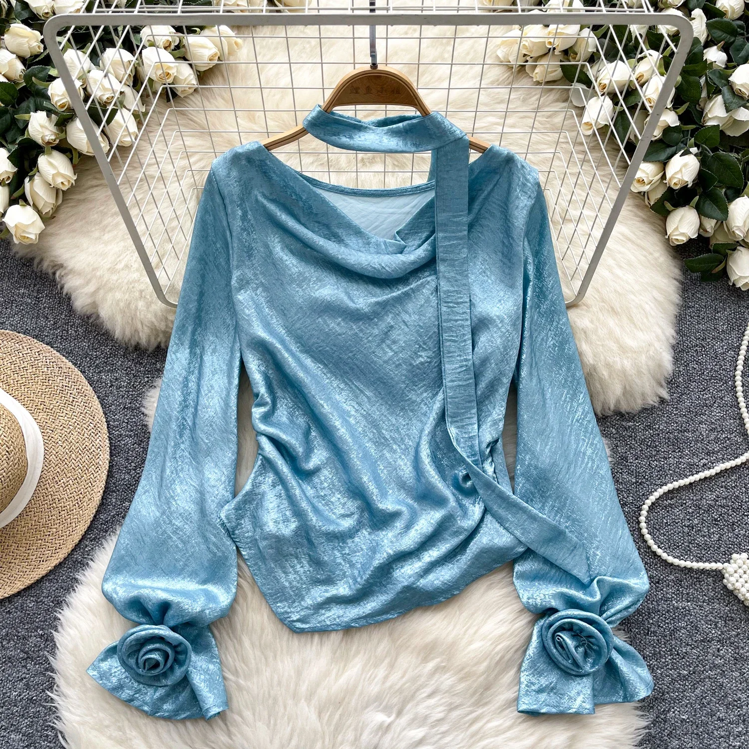 Винтажный элегантный трехмерный цветочный шикарный Приталенный топ с