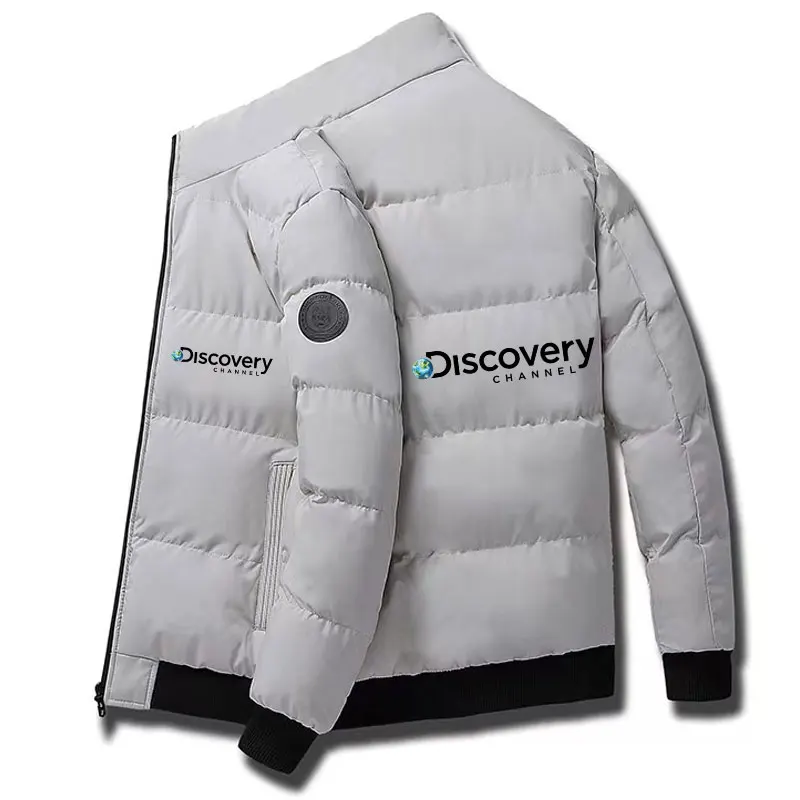 

Discovery channel-casacos casaco outono inverno casual com zíper casacos bombardeiro jaqueta cachecol gola moda masculina outwea