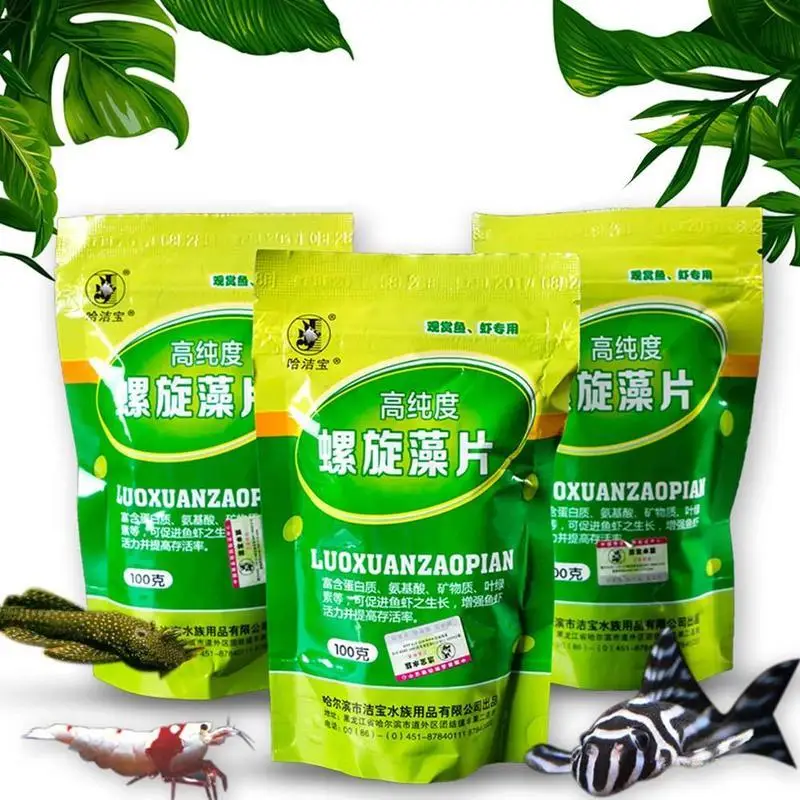 

100g/bag Spirulina Flakes Aquarium Fish Food For Tropical Marine Ornamental Goldfish Koi Feeding Supplies Fishes Flake Whol D1e9