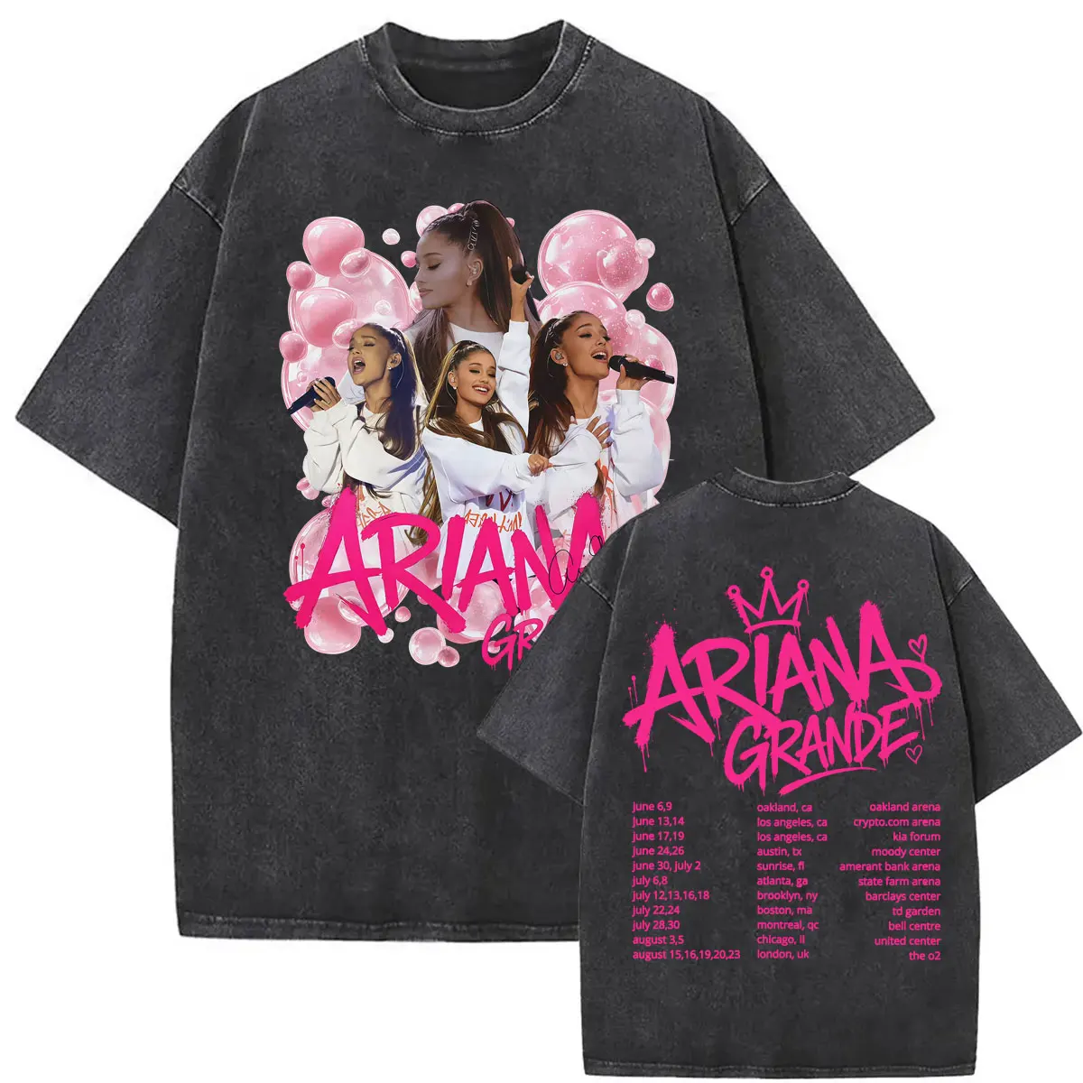 Фото Футболки Ariana Grande Eternal Sunshine Tour 2026 с эффектом потертости, унисекс, в готическом винтажном стиле, повседневные свободные хлопковые футболки №2