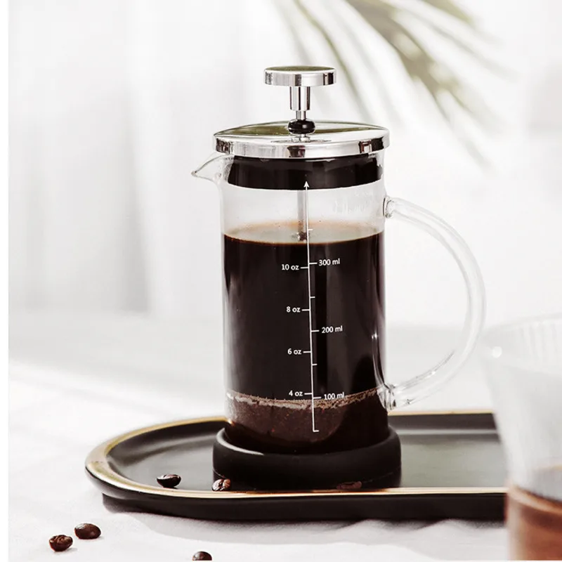

Press Fine Milk French Teaware Glass Double Foam Filter Coffee Wall Maker Thickened Coffeeware Punch Pot Insulation Filter Hand