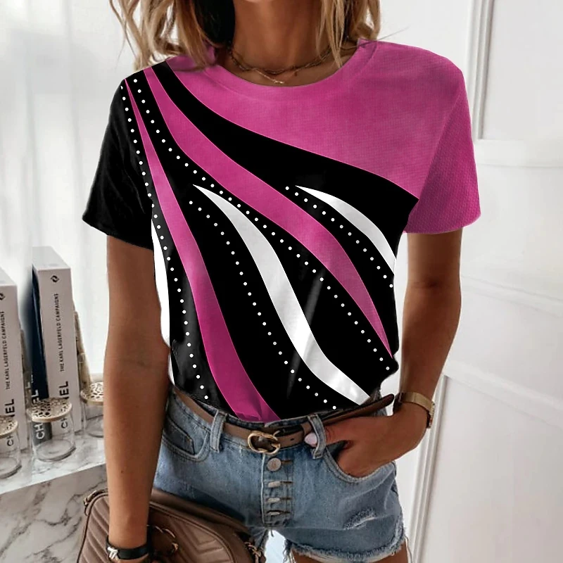 

Женская летняя футболка с круглым вырезом и коротким рукавом