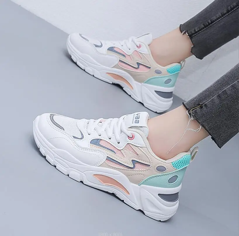 

Женские Дизайнерские кроссовки, повседневная обувь на платформе, на шнуровке, массивные