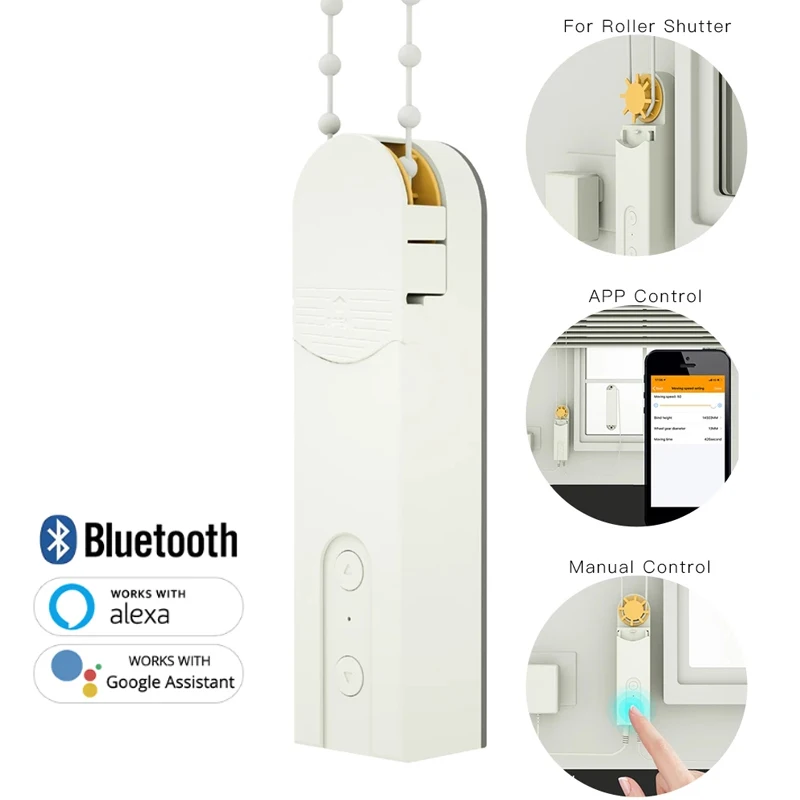 Intelligence Motorized Chain Roller Blinds Shade Shutter Drive Motor Powered By Solar Panel Charger for Bluetooth APP Control