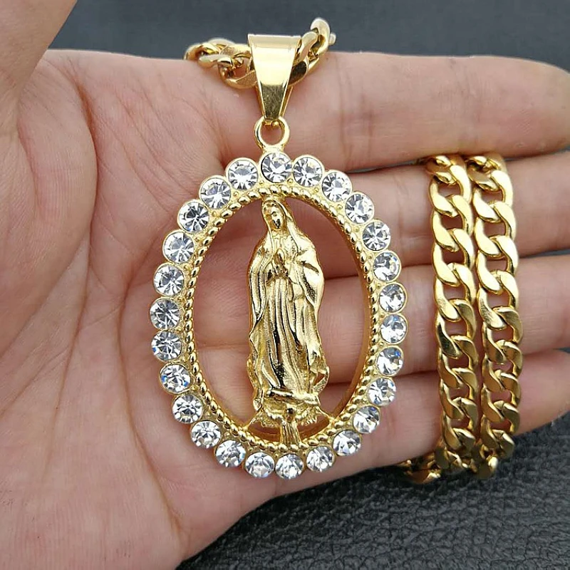

Модное ожерелье с доходом для Европы и Америки, католическая Дева Мария, религиозная вера, Бог, кулон в стиле хип-хоп, Изысканные Подарки