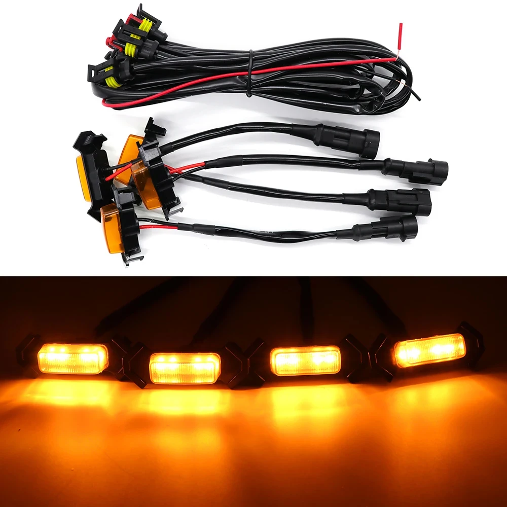 Автомобильная решетка радиатора желтого цвета заднее освещение для дневных