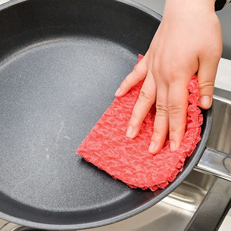 

2Pcs/Bag Anti-grease Dish Cloth Washing Towel Pot Dish Magic Scouring Pad Cleaning Rags Household Kitchen Cleaning Tools Random
