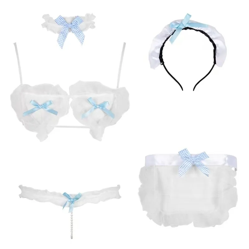 

Женский костюм служанки на шнуровке, комплект из 5 предметов для соблазнения, модель R640