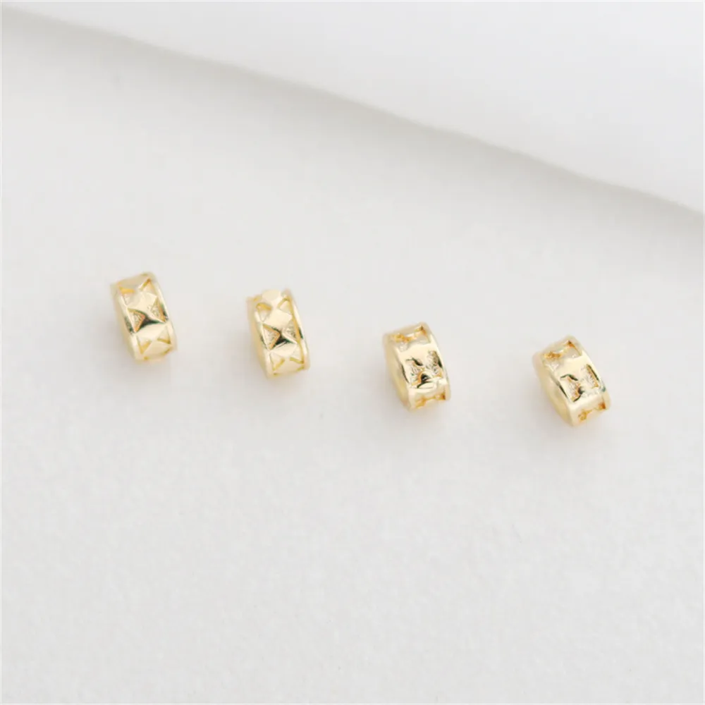 

14k gold wrapped vintage grain 3 * 6mm large hole barrel bead diy bracelet necklace loose bead leather rope accessories