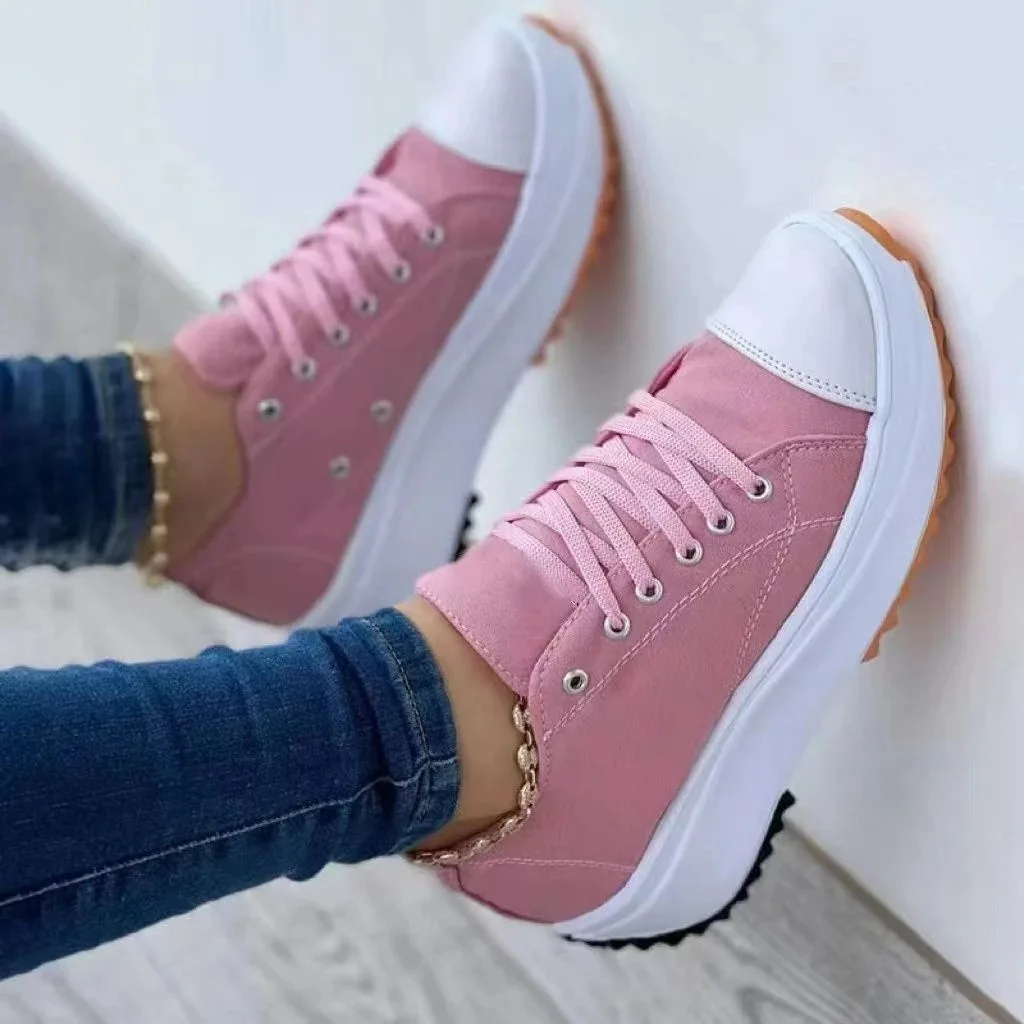 Sneakers Women Shoes 2022 Solid Canvas Shoe Casual Women Sport Shoes Flat Lace-Up Adult Zapatillas Mujer Chaussure Femme
