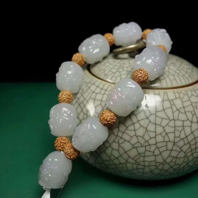 Натуральный Синьцзян Хэтянь Нефрит Материал Цинхай дымчато-серый ручной резной