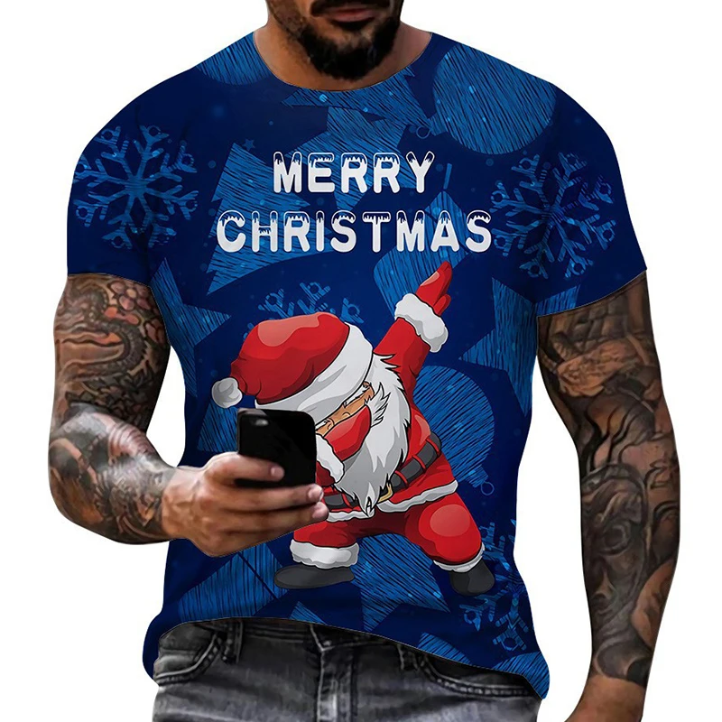 

2022 Christmas Carnival New Men's T-shirt MERRY CHRISTMAS 3D Printing Tees Hip Hop Humor Santa Claus funny t shirts men clothing