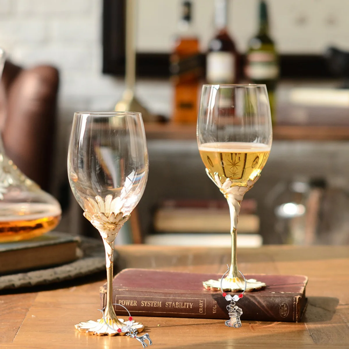 6 шт. украшают стеклянный маркер кольцо для банкета рождественские бирки