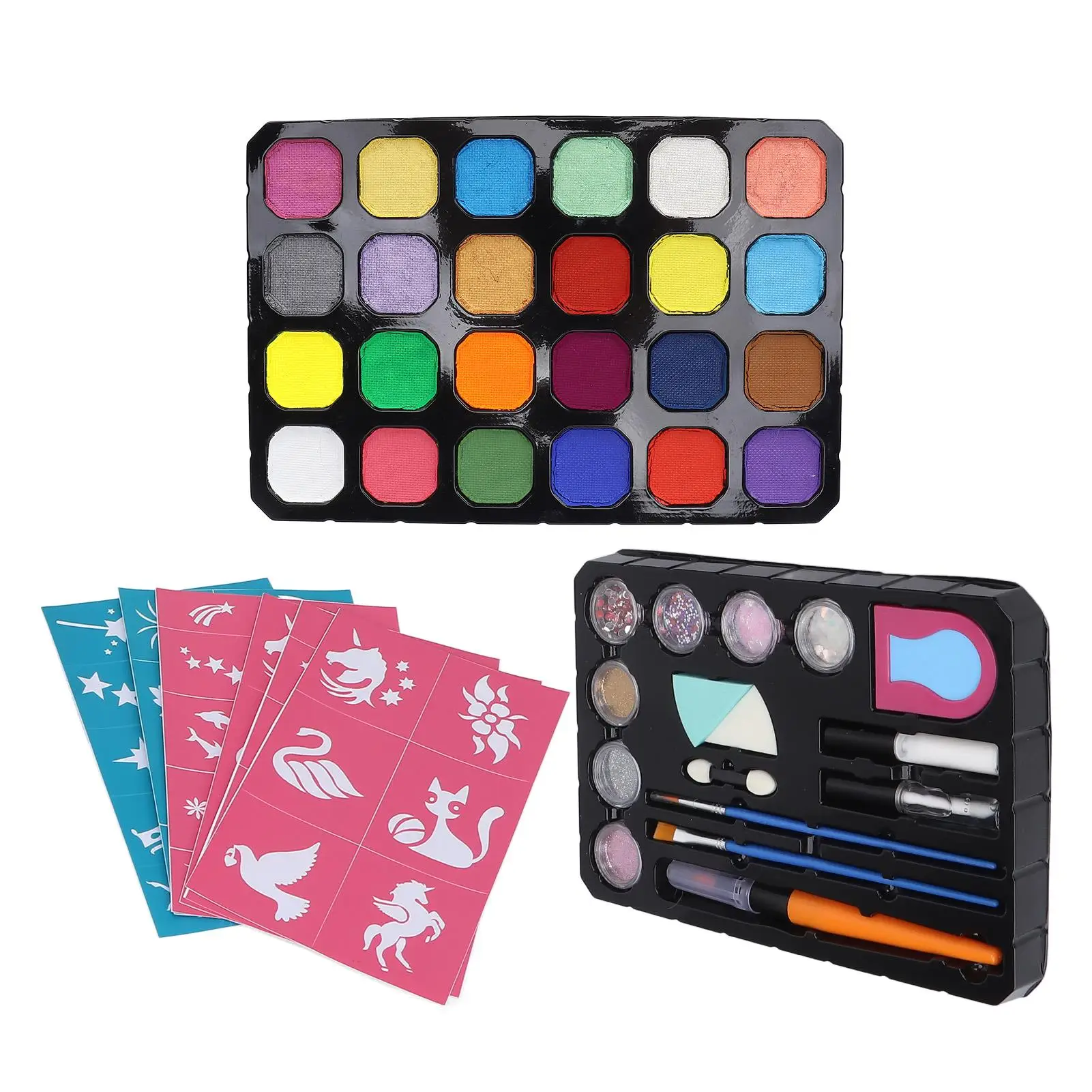 Набор для рисования лица и тела Палетка блестящих пудры пайеток 24 цвета