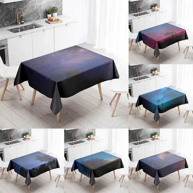 

Starry Universe Tablecloth Beautiful Tablecloth Antifouling Waterproof Rectangular Kitchen Table Home Decoration