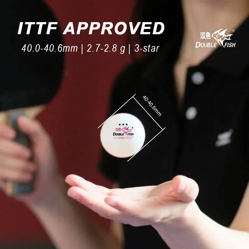 Мячи для настольного тенниса Double Fish V40+ с одобрением ITTF, 3 звезды, премиум-класса, из ABS-пластика с швом, для соревнований, 3050100 штук в упаковке (art.: 3920d898467c8) - 3920d898467c8
