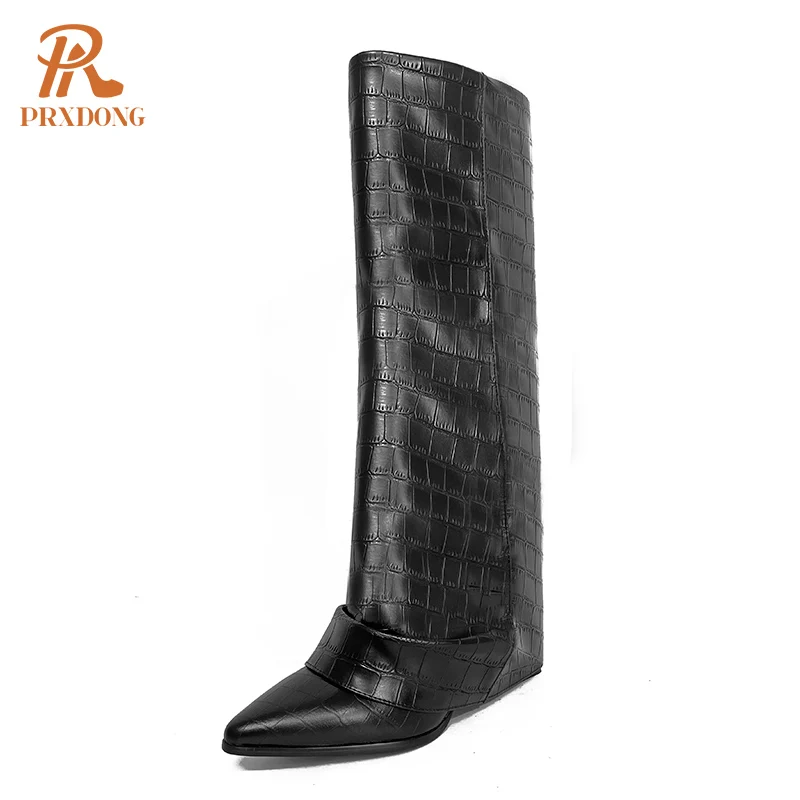 

New Brand Women's Knee High Boots Street Style Black zipper Qulaity Autumn Winter Pointed Toe Shoes Woman Long Boots Size 34-40