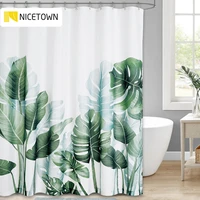 NICETOWN Patterns Green Plant Shower Curtain Bathroom Waterproof Polyester Leaves Printing Curtains for Bathroom Shower