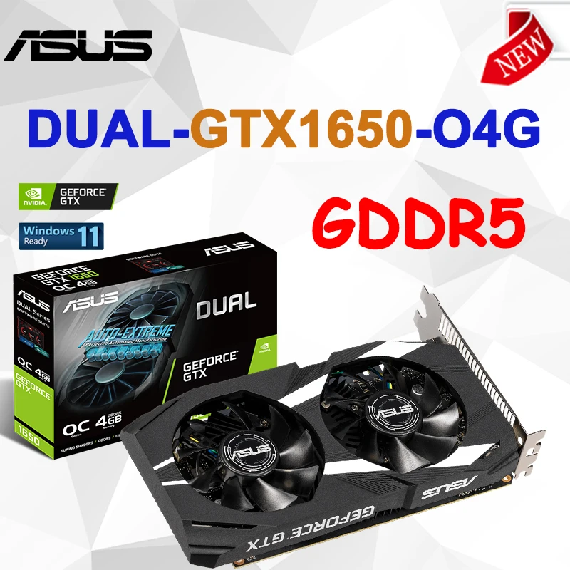 

ASUS DUAL GTX1650 O4GB Graphics Cards GTX 1650 4G GDDR5 128bit 8002MHz Support GPU Desktop CPU GAMING Motherboard Video Card New