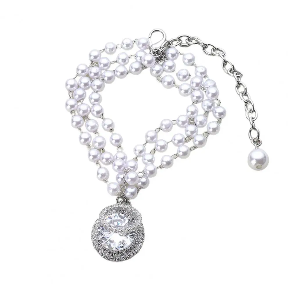 

Модное красивое ожерелье для собак со стразами и жемчугом, компактное ошейник для собак для повседневной жизни