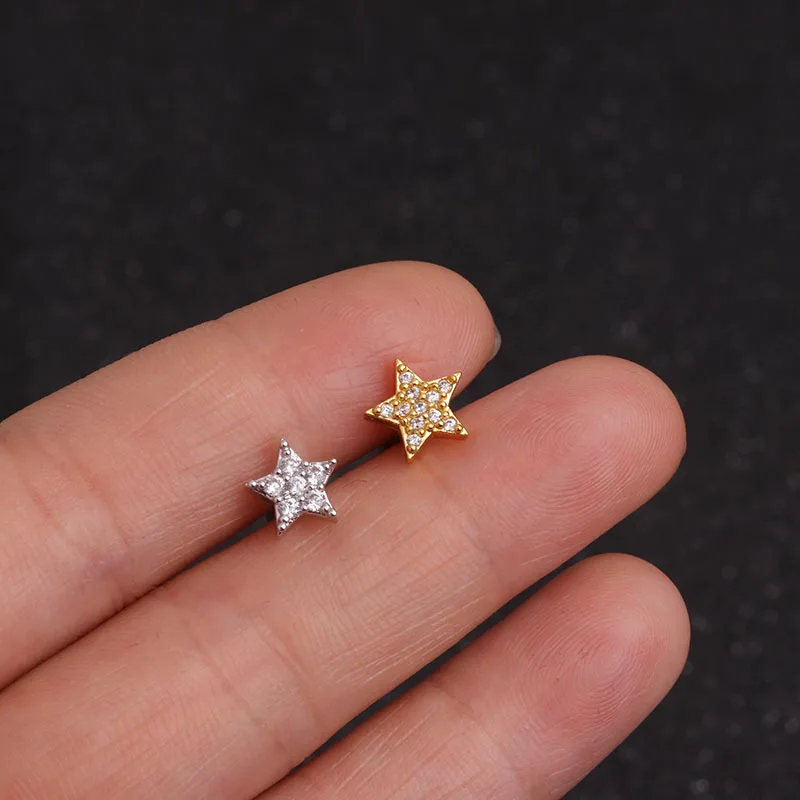 2 шт. серьги-гвоздики из нержавеющей стали с цветком и цирконием для женщин