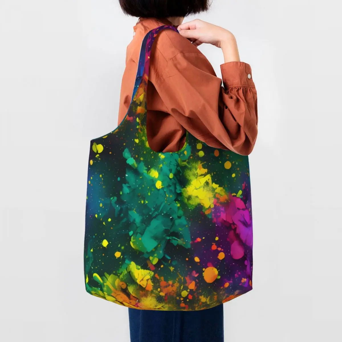 

Сумка-шоппер с абстрактным изображением брызг, сумки для покупок с художественным принтом, Женская Офисная тканевая сумка-тоут, повседневные дизайнерские сумки