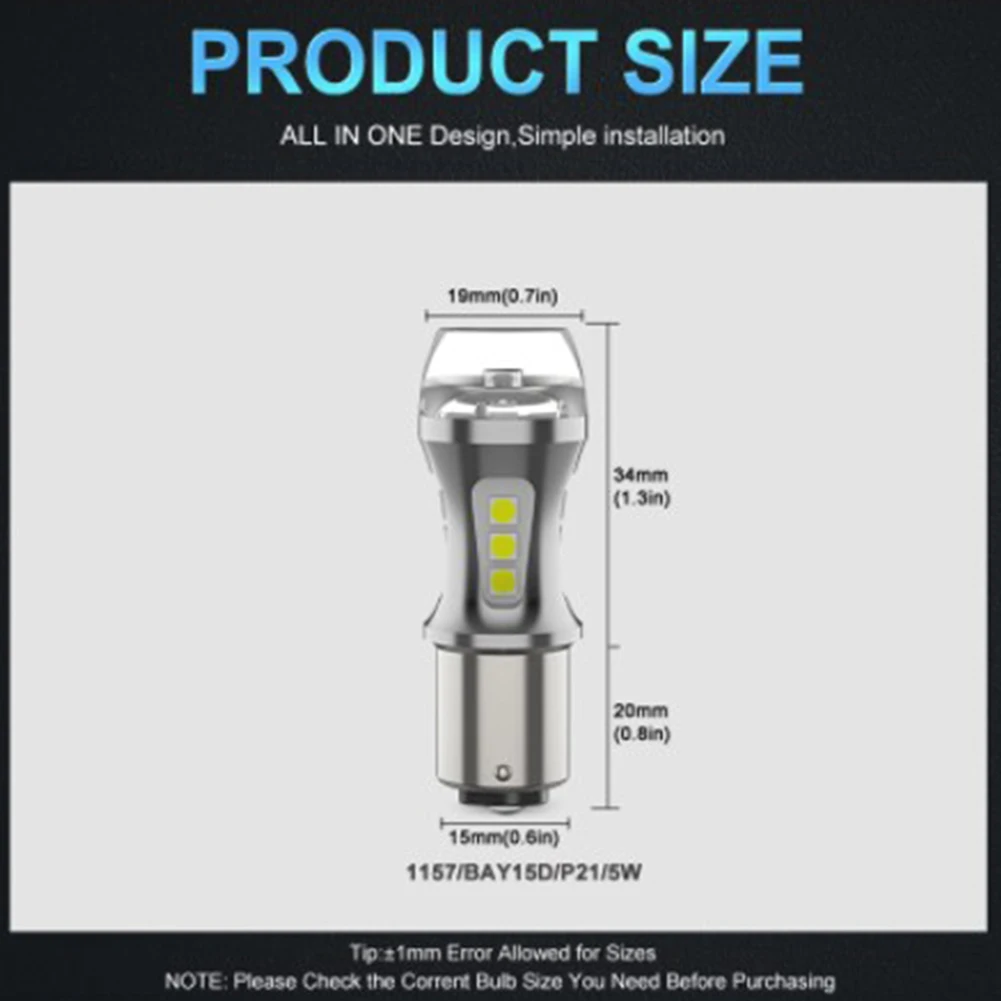 

2PCS 1157 White Light Car LED Highlight Reversing Light Tail Signal Brake Light 1157 Brake Light Car Accessories