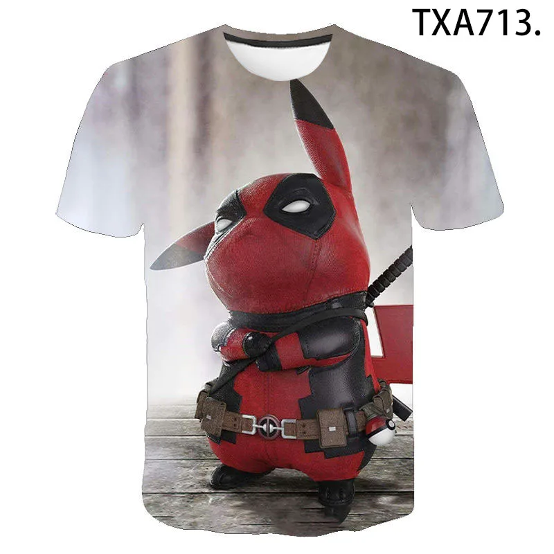 

2022 New Summer Deadpool Short Sleeve Fashion T-shirt Boy Girl Kids 3D Printed Streetwear Cool Men Women Children Tops Tee