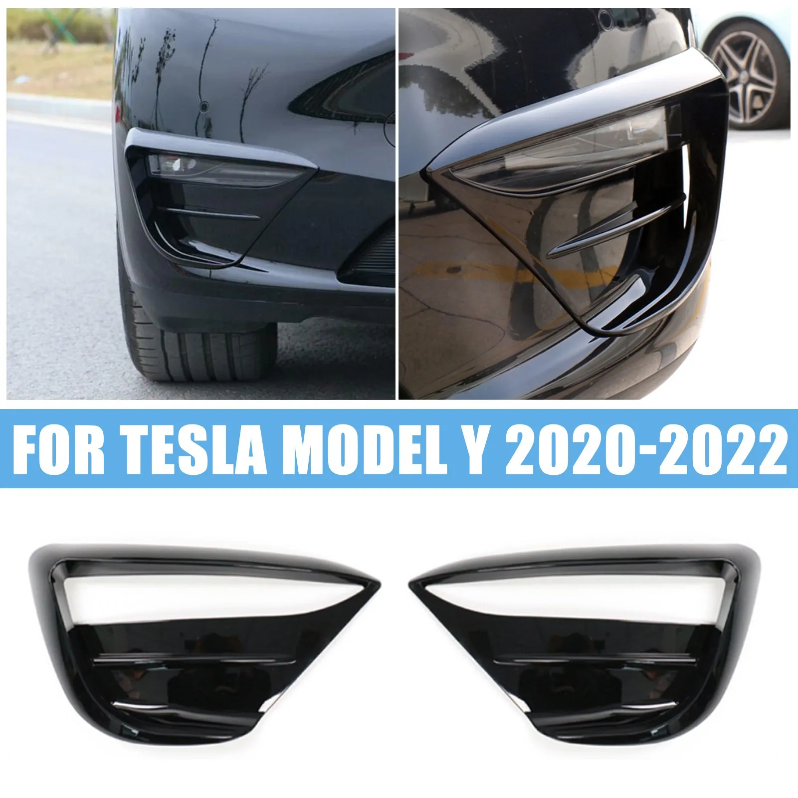 

Блестящий черный Передний противотуманный спойлер для Tesla Model Y 2020-2022