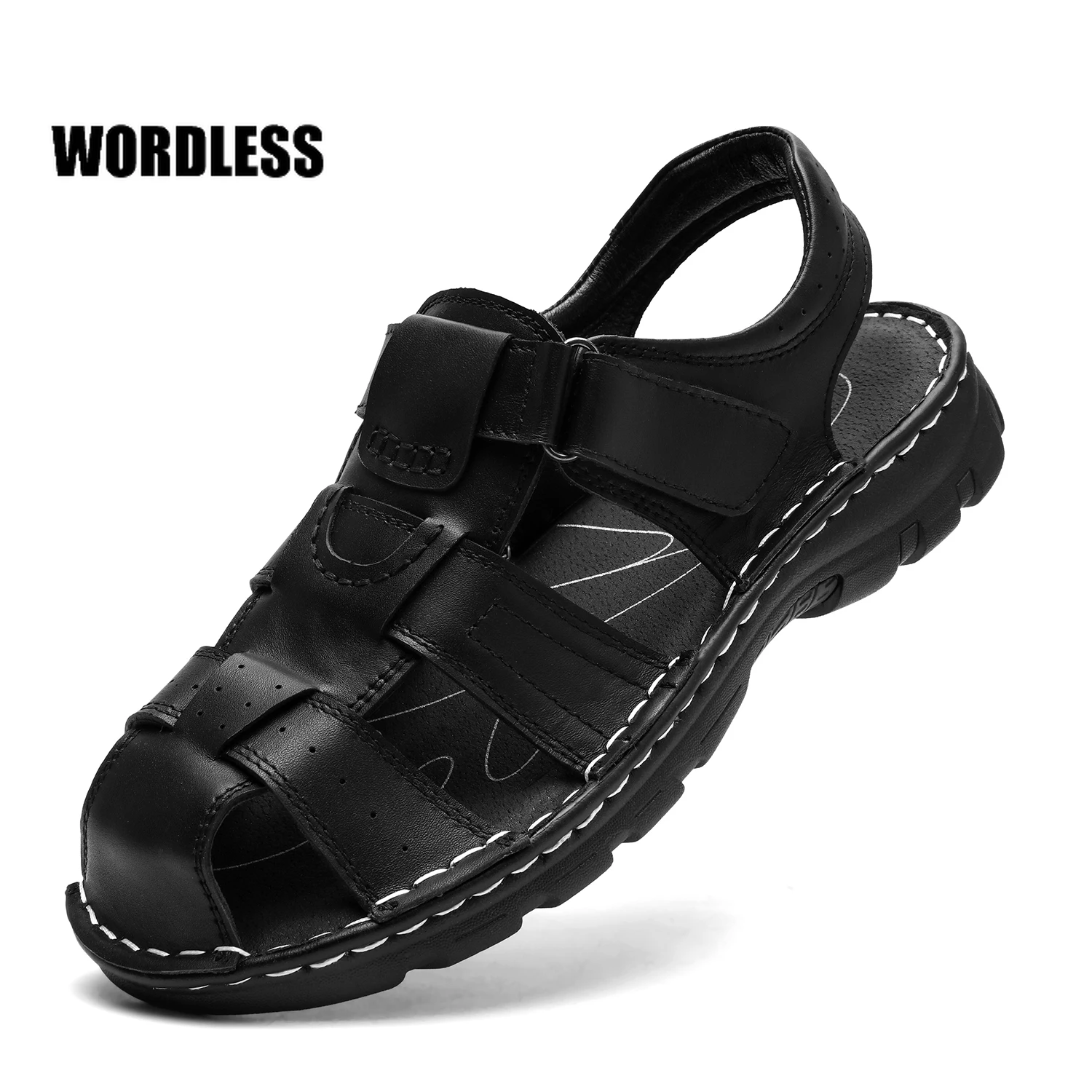 

Genuine Leather Men Sandals 2022 Summer New Large Size Fashion Men Sandals Outdoor Casual Men beach shoes 38-48 sandalias hombre