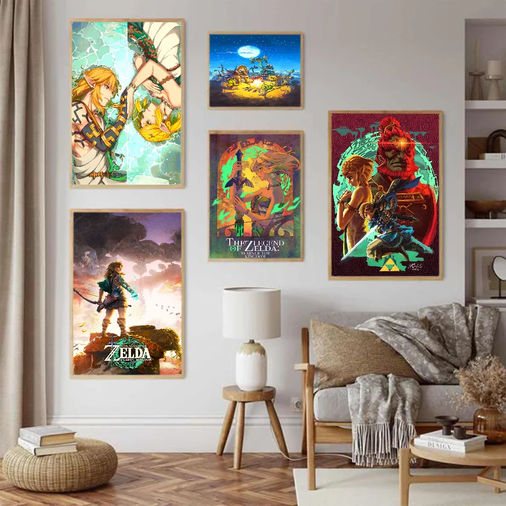 Legend Video Game Zeldas DIY Sticky Poster Whitepaper Prints Posters Artwork Vintage Decorative Painting