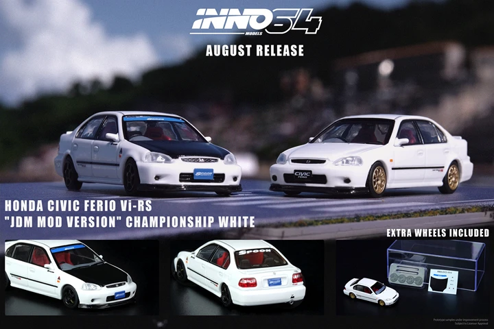 

INNO 1:64 HONDA CIVIC FERIO Vi-RS JDM VERSION White Limited Edition Metal Static Car Model Toy Gift