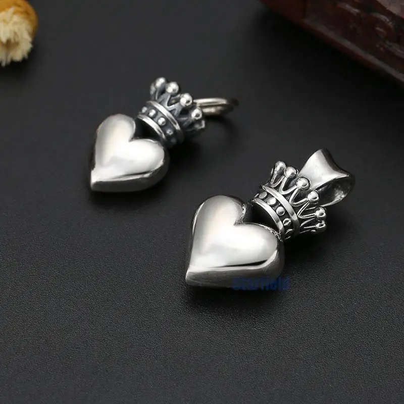

S925 Sterling Silver Jewelry Retro Thai Silver Fashion Korean Sterling Silver Love Crown Female Models Delicate Small Pendant