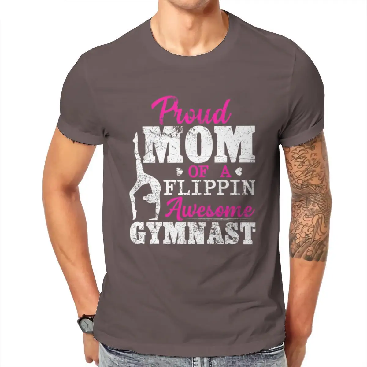 

Wholesale Proud Mom Of A Flippin Awesome Gymnast Gymnastics Unisex Baseball T-Shirt Black Gift Couples Groot Tees 105200