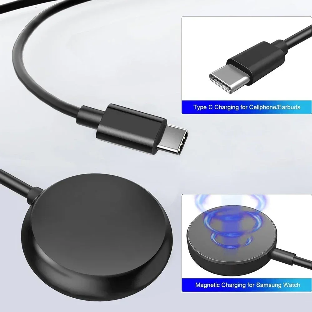 Фото Магнитный зарядный кабель для часов Google Pixel Gen 1, сменный зарядный кабель USB Type-C, черный, 3,3 фута (100 см), отличное качество №3