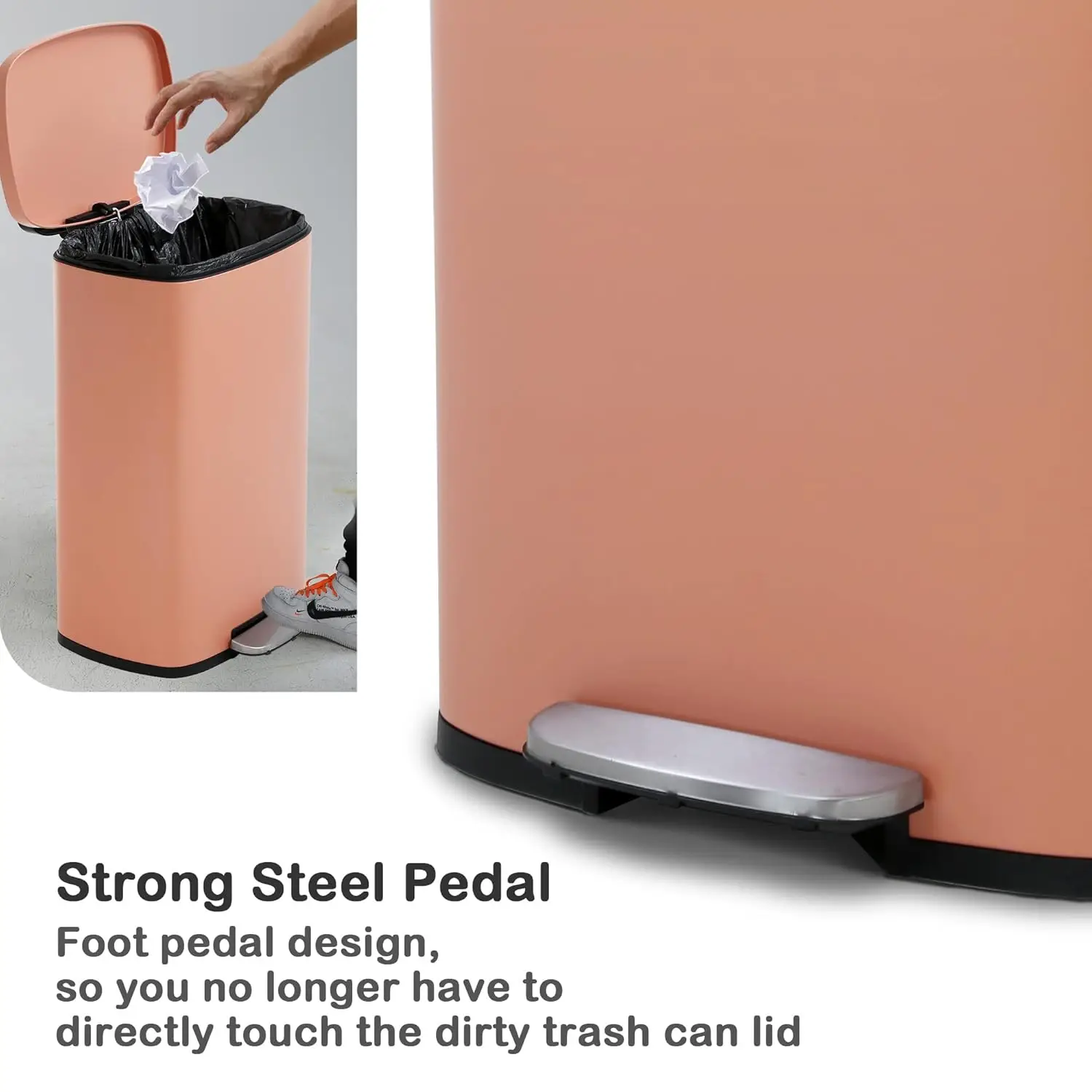 Кухонный мусорный бак с крышкой из нержавеющей стали ножной педалью и