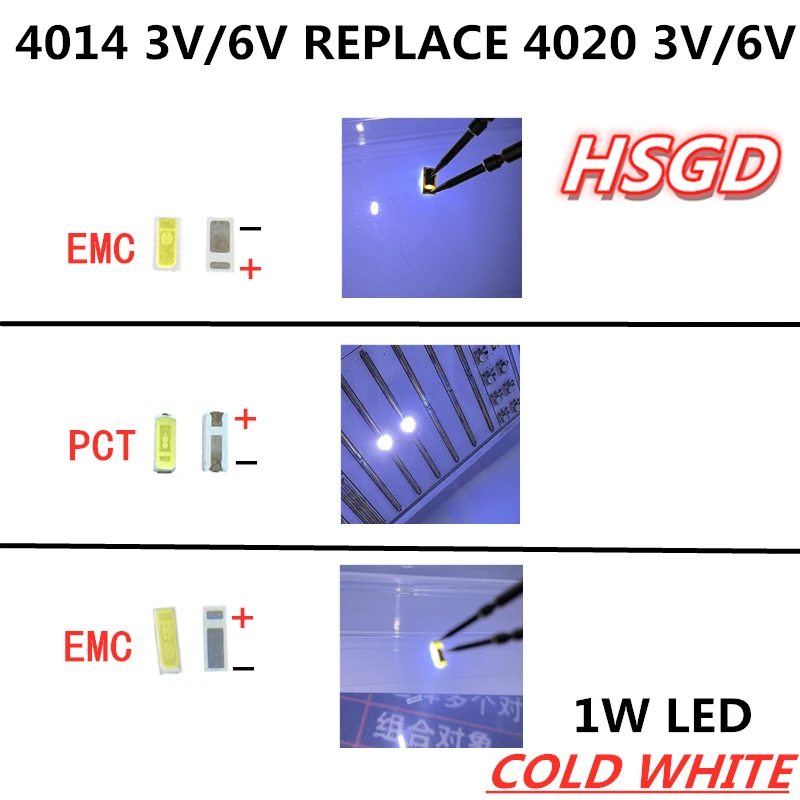 500 шт. 4014 Замена 4020 SMD СВЕТОДИОДНЫЙ ные бусины холодный белый 0 5 Вт 1 3 в 6 ма для