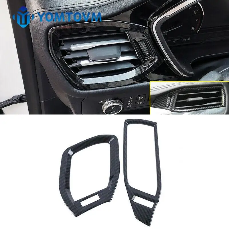

Carbon Fiber Black Side Air Vent Outlet Cover Trim For Ford Escape / Kuga 2020-2021 Car Interior Decorative Covers Accessories