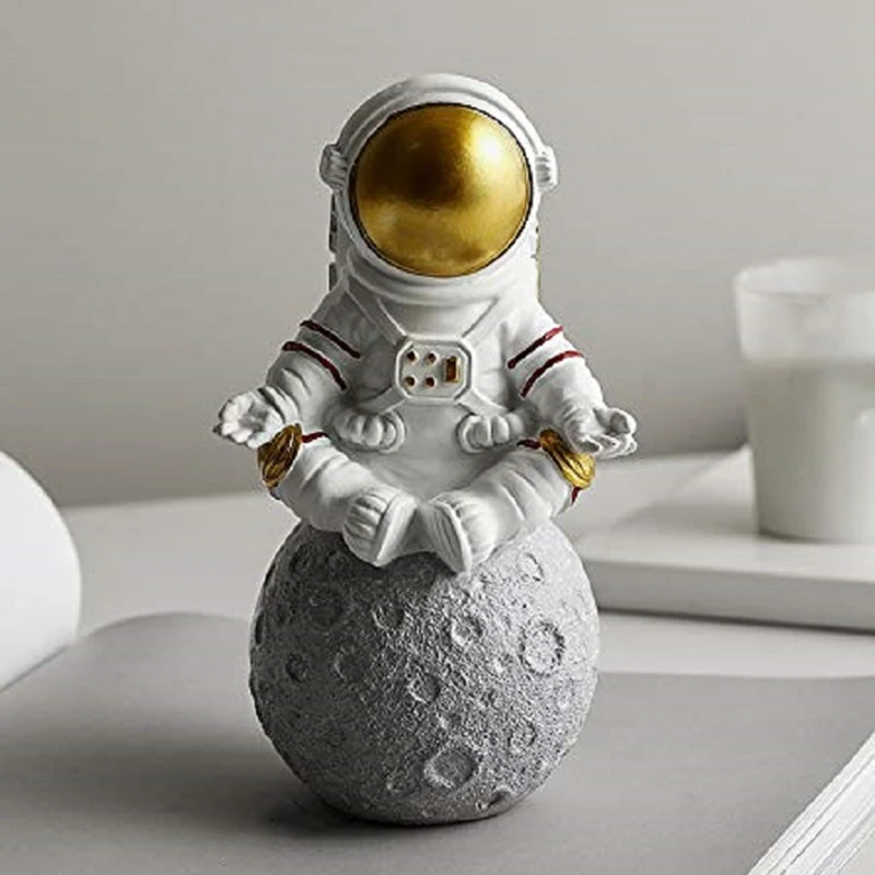 Astronaut And Planet Statue Desk Decor Spaceman Living Room Ornament