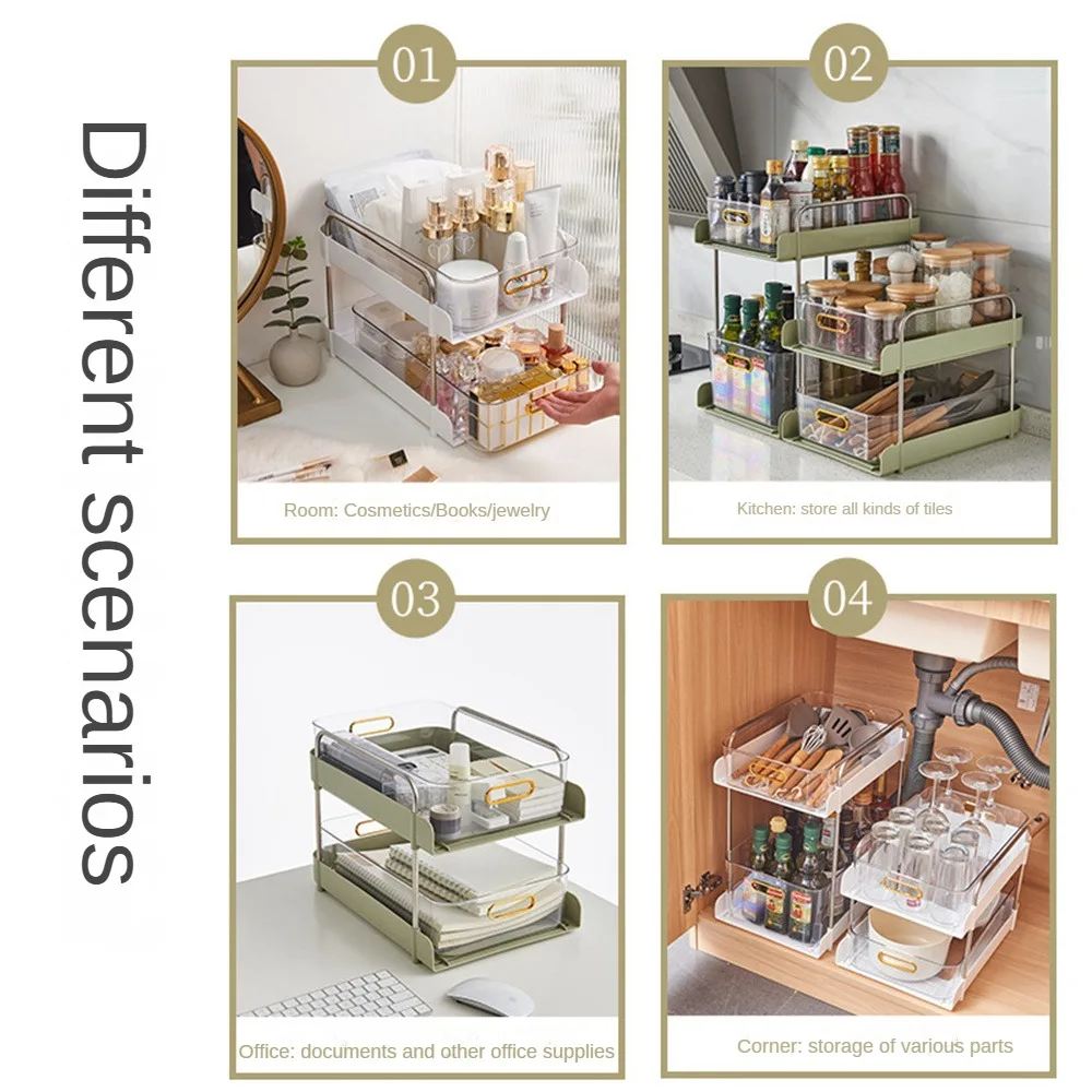 

Kitchen Sink Cabinet Seasing Rack Double-layer Drawer Type Drawer Shelf Floor-to-floor Storage Box Cosmetic Box Storage Rack