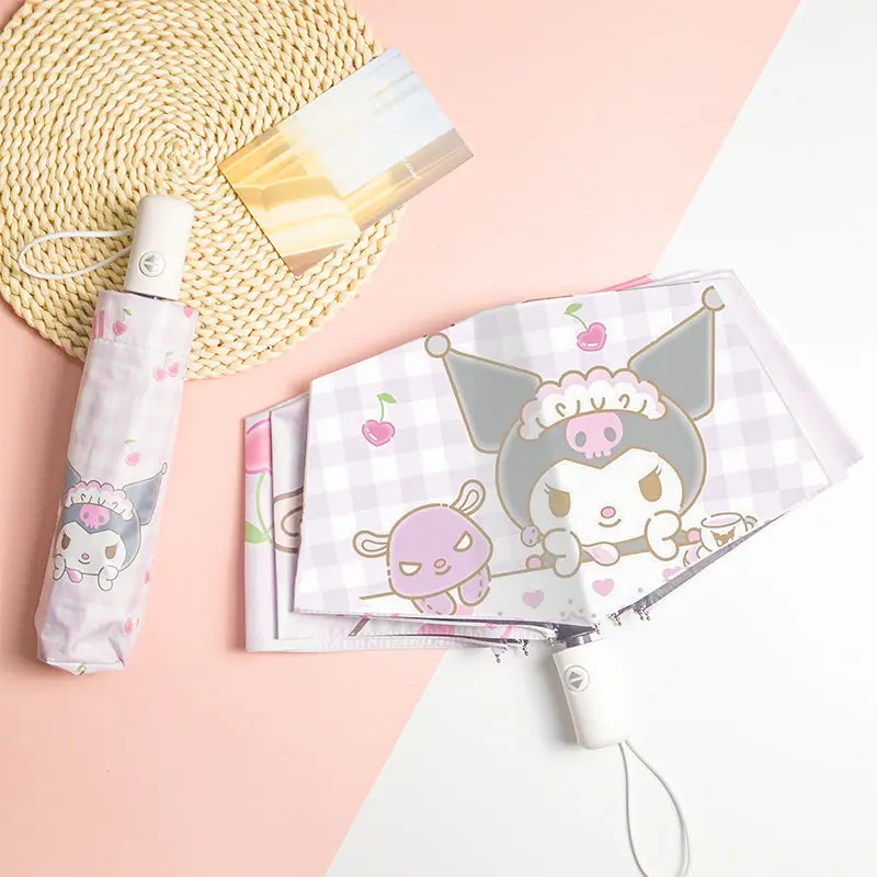 

Sanrio Kuromi Cinnamoroll Folding Automatic Sunscreen Umbrella Girls Cartoon My Melody Pochacco Sun Umbrella Students Kids Gifts
