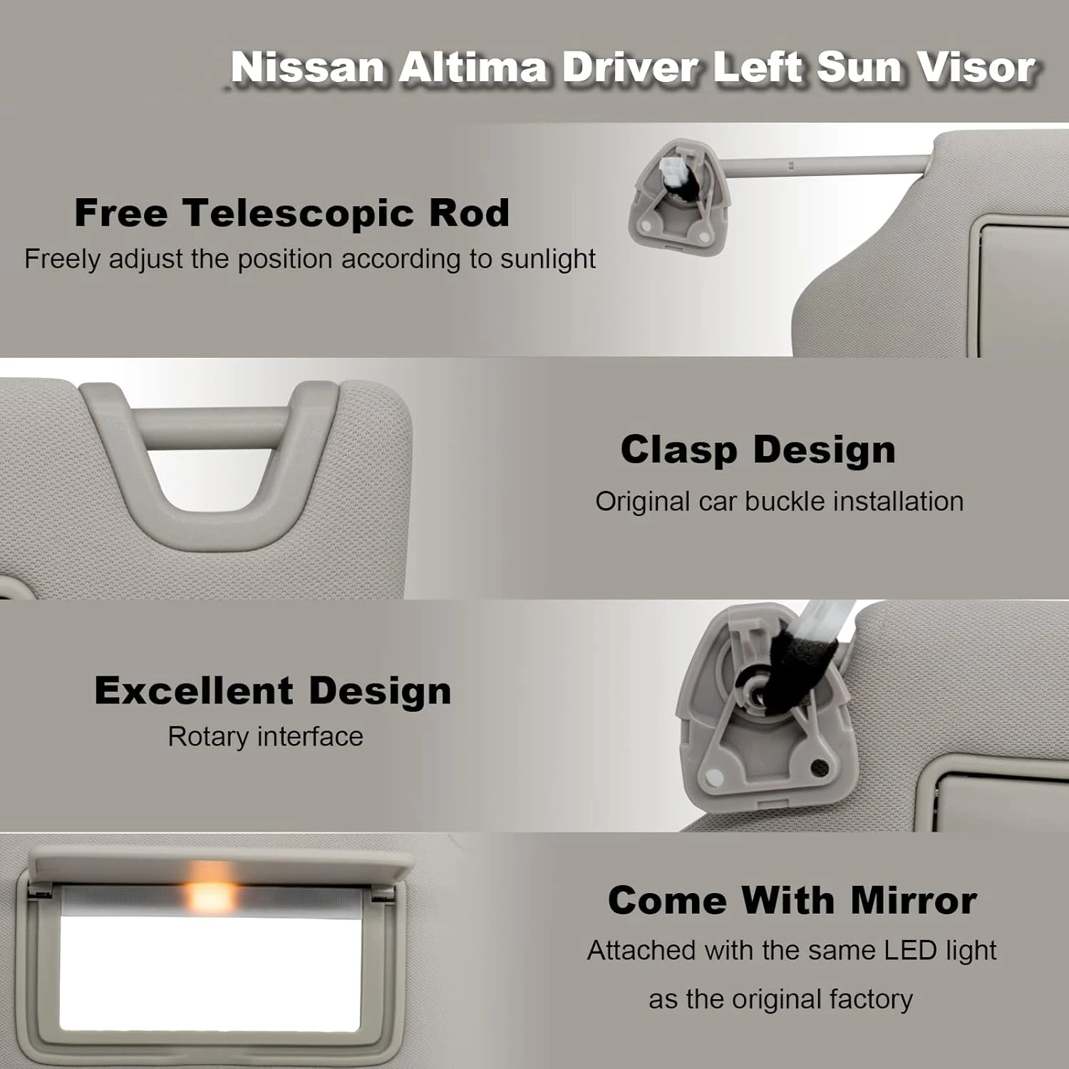 Автомобильный солнцезащитный козырек для Nissan Altima 2017 2013 2014 2015 2016 2018 с легкой левой и правой пассажирской стороны, передняя солнцезащитная панель (art.: 3920cc63aeff8) - 3920cc63aeff8