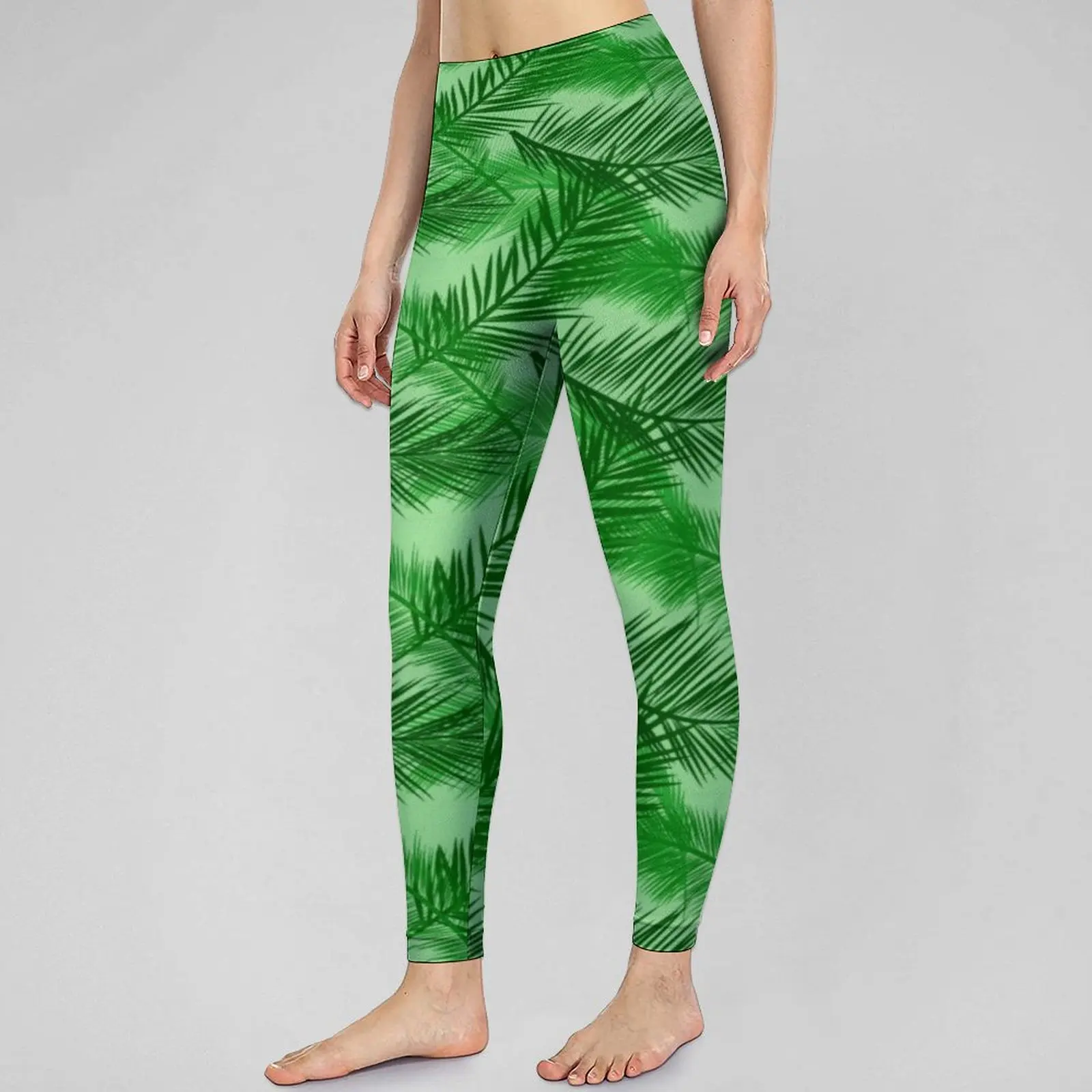 

Palm Leaf Print Seamless Leggings Tropical Leaves Workout Yoga Pants Push Up Elastic Sport Legging Lady Elegant Leggins