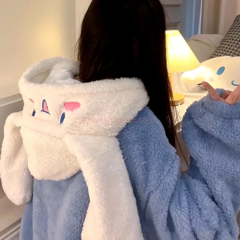 Sanrio Cinnamoroll коралловая флисовая ночная рубашка Kawaii мультфильм повседневная