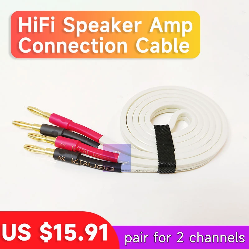 1 Pair Oxygen-free Copper OFC Audio HiFi Speaker Cable HI-FI High-end Amplifier Speaker Cable Banana Plug Cable for Audiophile